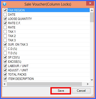 fmcg sale voucher configuration column locks